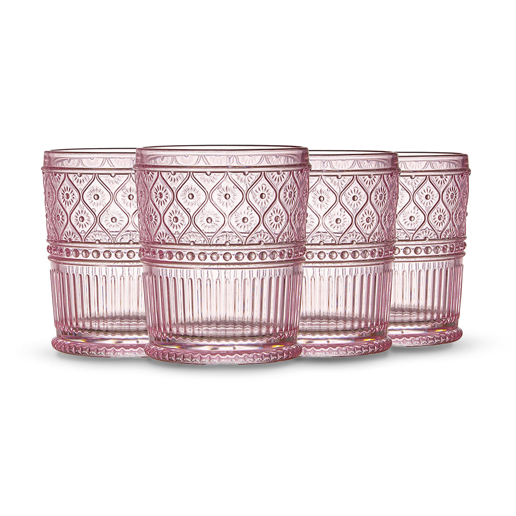 Claro Pink Double Old Fashion, Set of 4 Godinger All Barware, All Glassware, All Glassware & Barware, Claro, Claro Double Old Fashion, Clear Claro, DOF, DOF & Highball, Double Old Fashion, Glassware, Glassware & Barware, Pink, Pink Claro Godinger