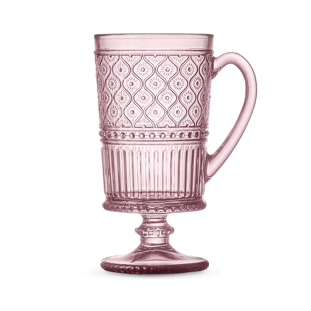 Claro Pink Footed Coffee Mug, Set of 4 Godinger All Dining, Claro, Claro Footed Mugs, Claro Mug Set, Claro Set, Coffee, Coffee Mug, Embossed, Footed Mug, Mug, Mug Set, Mugs, Mugs & Teacups, Pink, Pink Claro Godinger