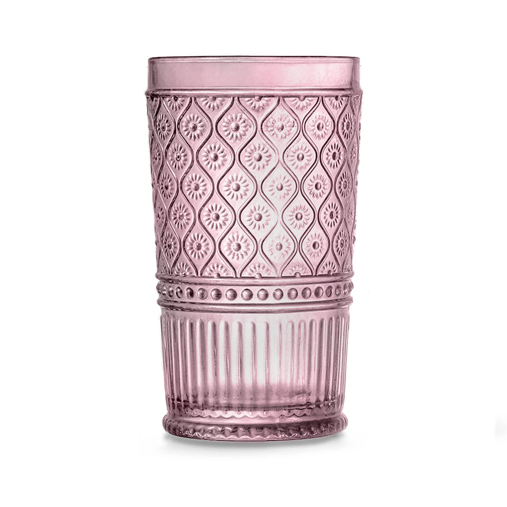 Claro Pink Highball, Set of 4 Godinger All Barware, All Glassware, All Glassware & Barware, Claro, Claro Highball, Claro Hightball Set, DOF & Highball, Embossed, Highball, Highball Set, Pink, Pink Claro Godinger