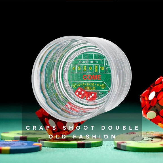 Craps Shoot Double Old Fashion, Set of 2 Godinger All Barware, All Glassware, All Glassware & Barware, Craps Game, Craps Table, Dice, DOF, DOF & Highball, Double Old Fashion, Glassware, Glassware & Barware