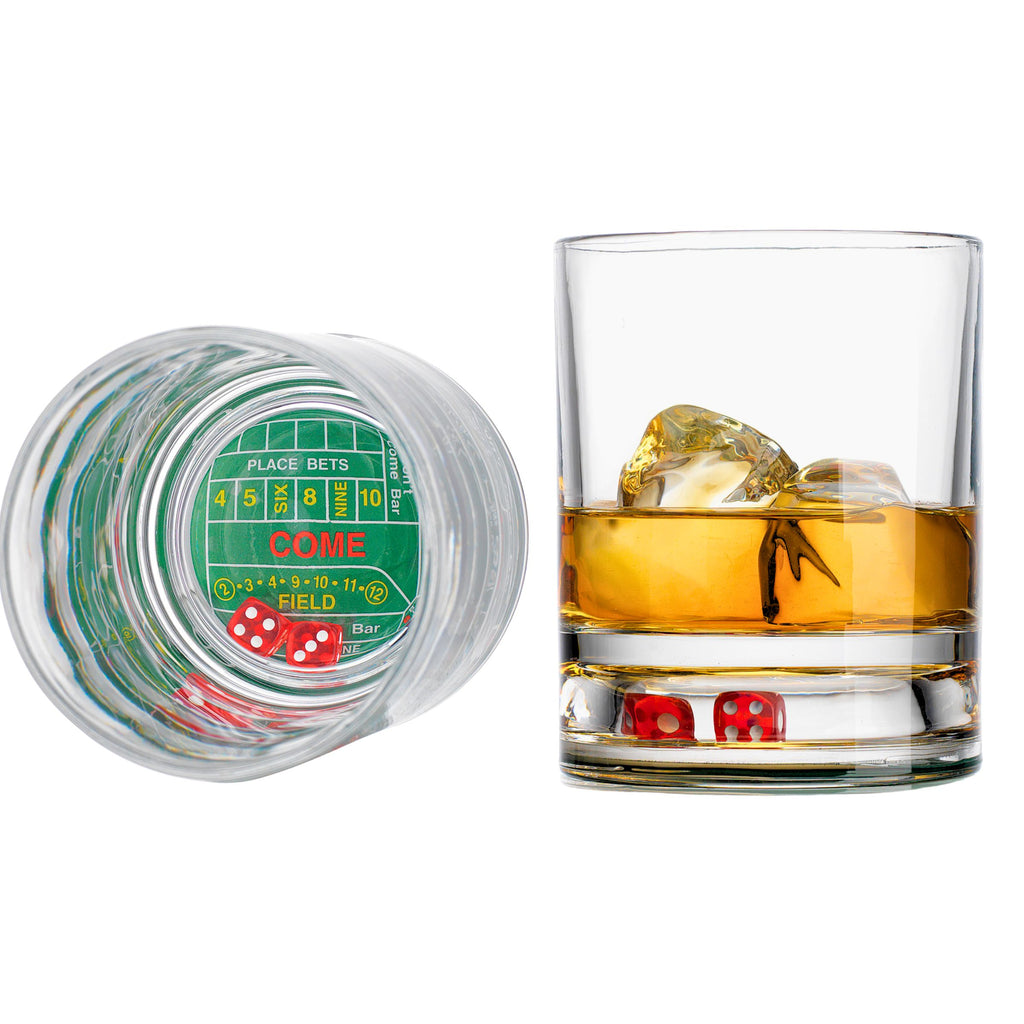 Craps Shoot Double Old Fashion, Set of 2 Godinger All Barware, All Glassware, All Glassware & Barware, Craps Game, Craps Table, Dice, DOF, DOF & Highball, Double Old Fashion, Glassware, Glassware & Barware