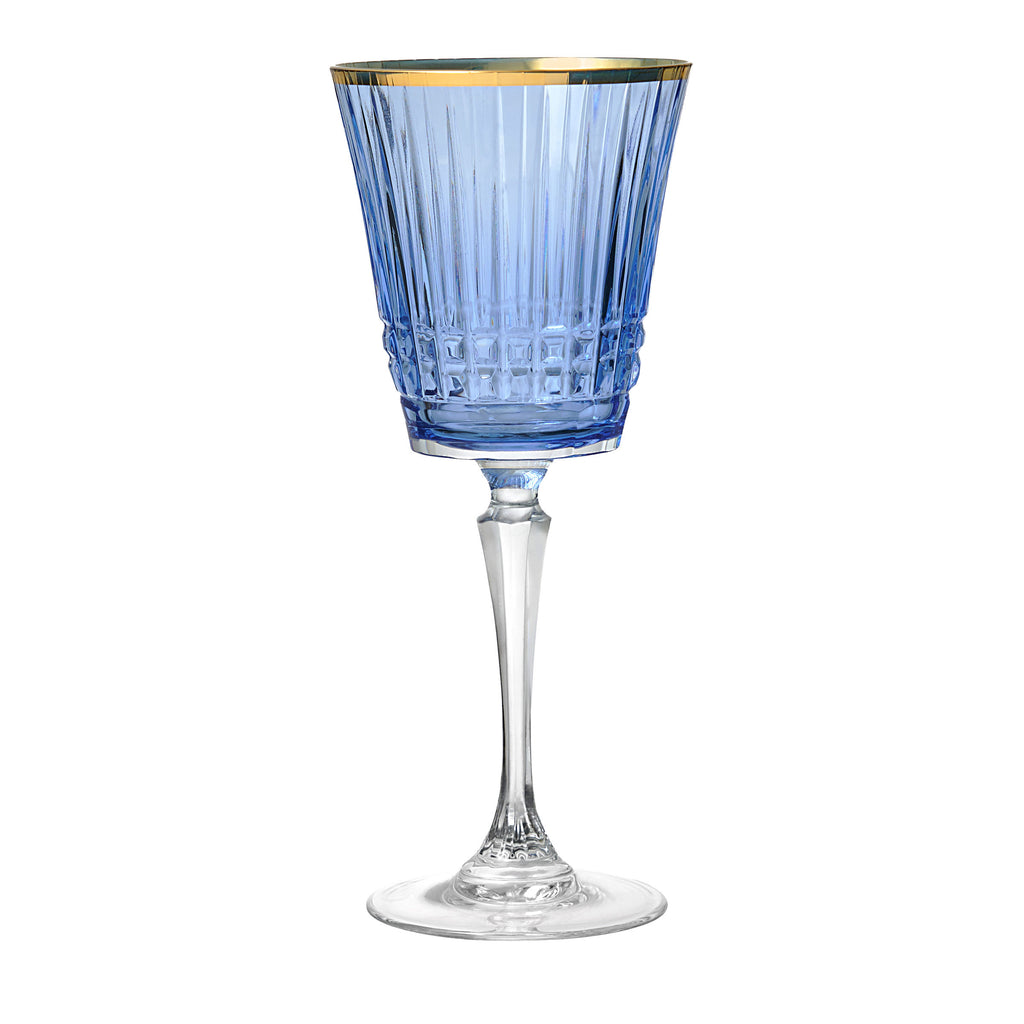 Cristine Blue Gold Rim Red Wine Glass, Set of 4 Godinger All Barware, All Glassware, All Glassware & Barware, Blue, Cristine, Italy, Red Wine Glass, Wine, Wine & Champagne, Wine Glass
