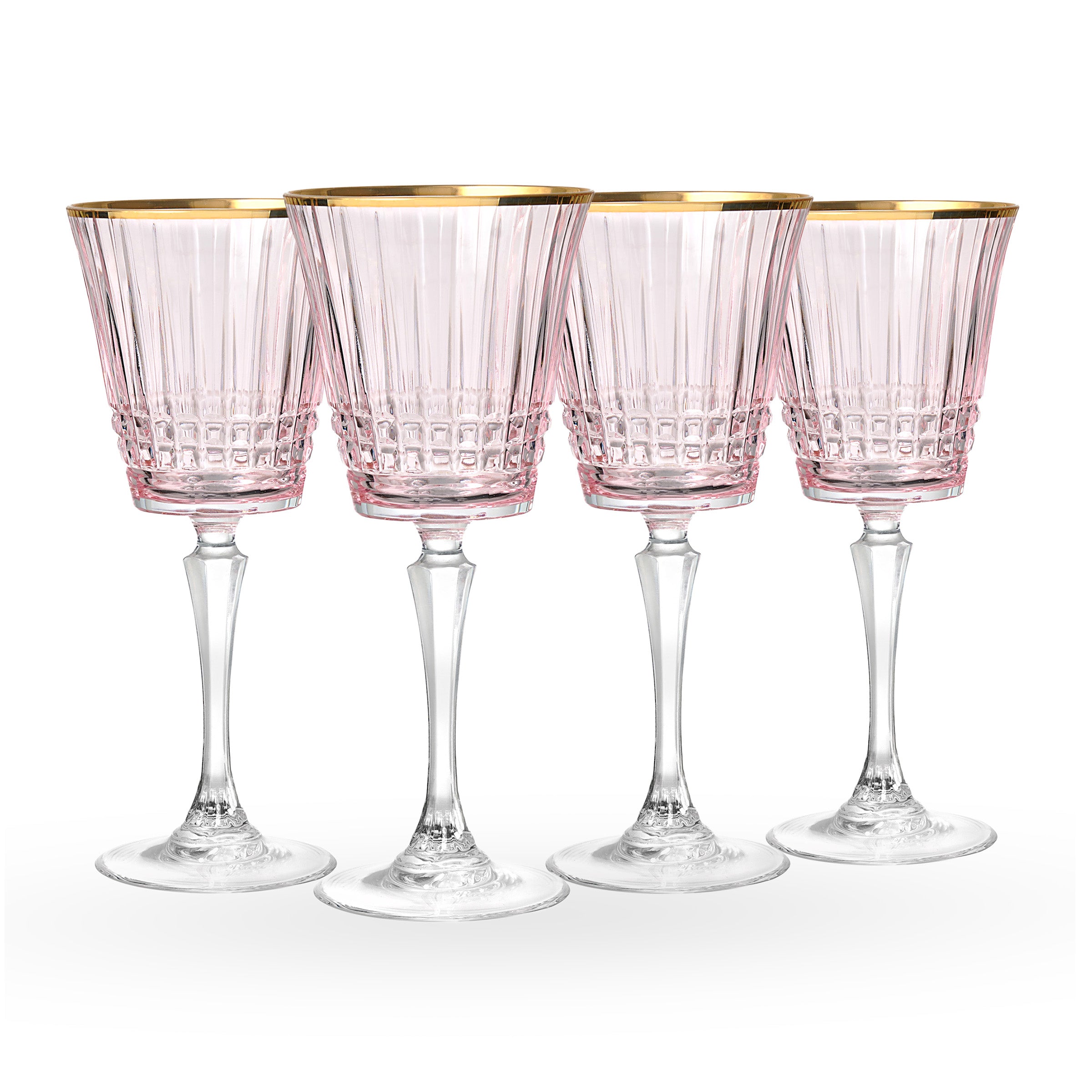 Cristine Gold Rim White Wine Glass, Set of 4 (Set of 4) Color: Pink