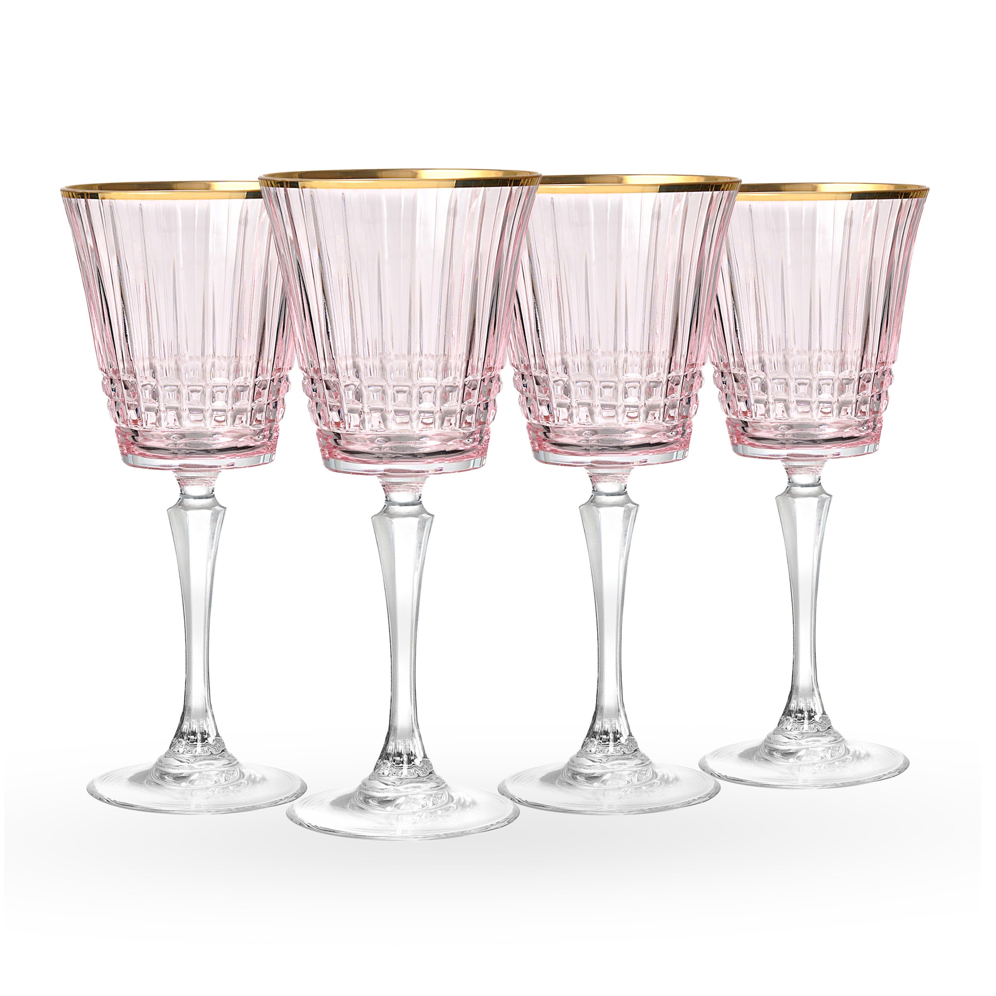 Cristine Gold Rim White Wine Glass, Set of 4 (Set of 4) Color: Pink