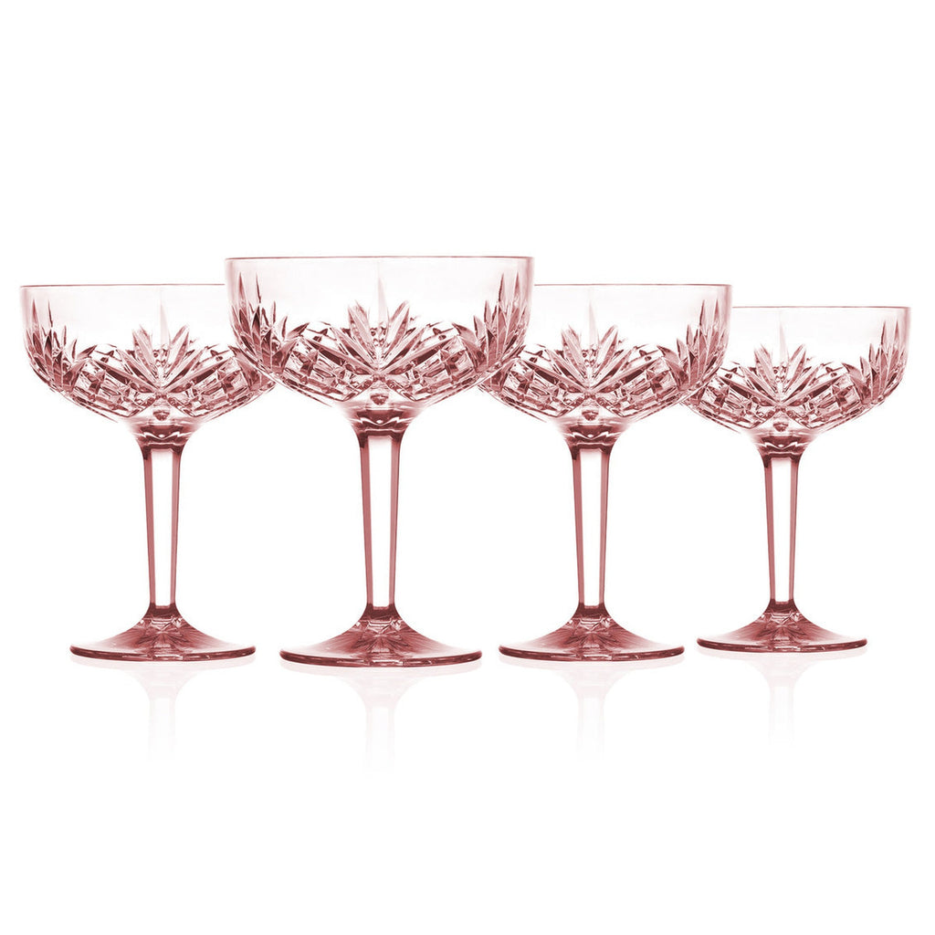 Dublin Acrylic Blush Champagne Coupe, Set of 4 Godinger Acrylic, All Barware, All Glassware, All Glassware & Barware, Blush, Dublin, Dublin Glassware, Martini & Coupes, Outdoor