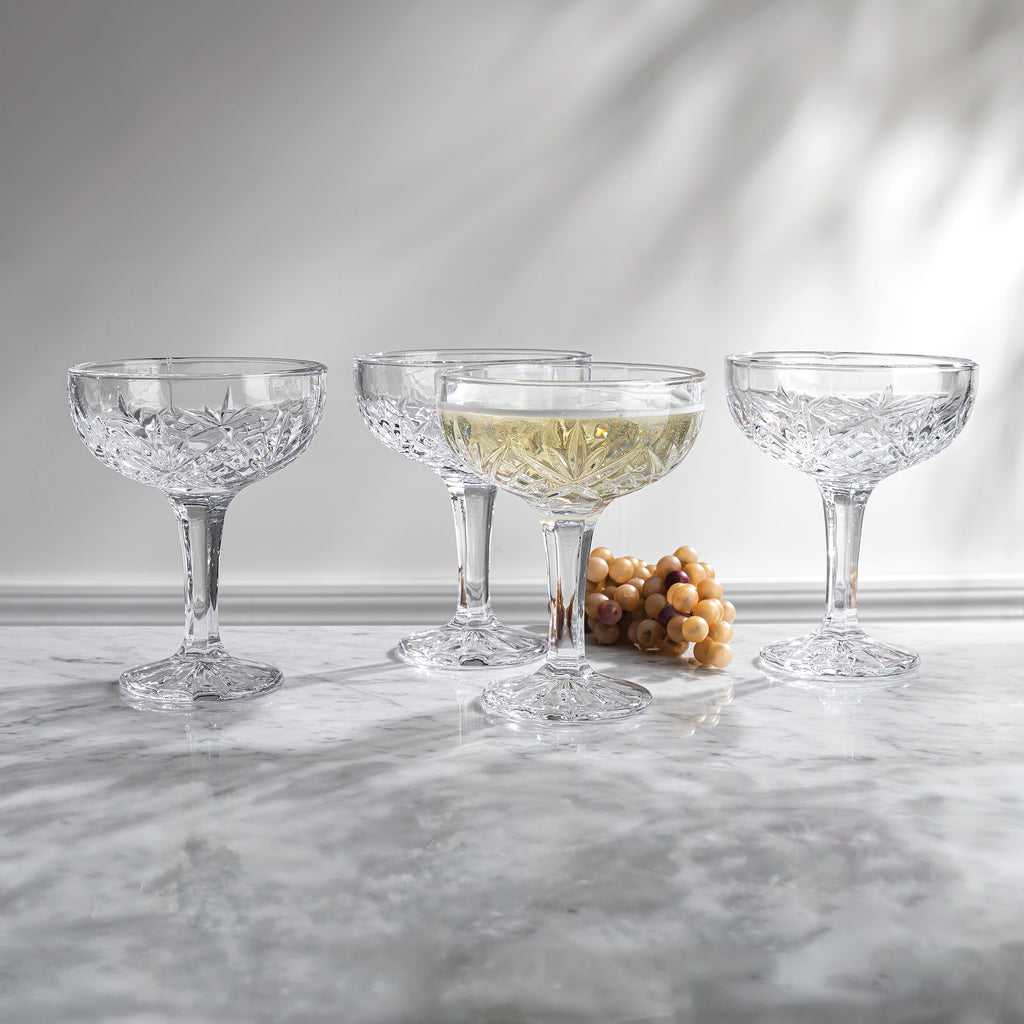 Dublin Champagne Coupe, Set of 4 Godinger All Barware, All Glassware, All Glassware & Barware, Clear, Crystal, Cut Crystal, Dublin, Dublin Crystal, Dublin Glassware, Martini & Coupes