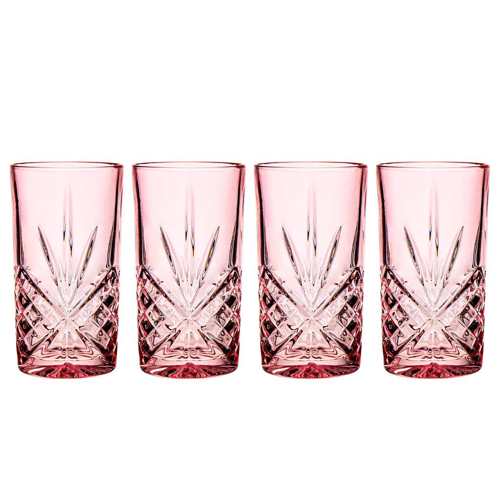 Dublin Crystal Blush Highball, Set of 4 Godinger All Barware, All Glassware, All Glassware & Barware, Blush, Cut Crystal, DOF & Highball, Dublin, Dublin Glassware, Glassware, Highball, Highball Set