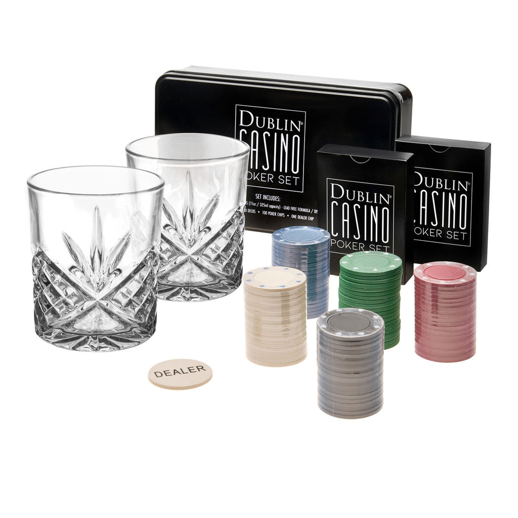 Dublin Crystal Casino Poker Set Godinger All Barware, All Glassware, All Glassware & Barware, Casino, Cut Crystal, Dublin Crystal, Dublin Glassware, Gift, Poker, Poker Set