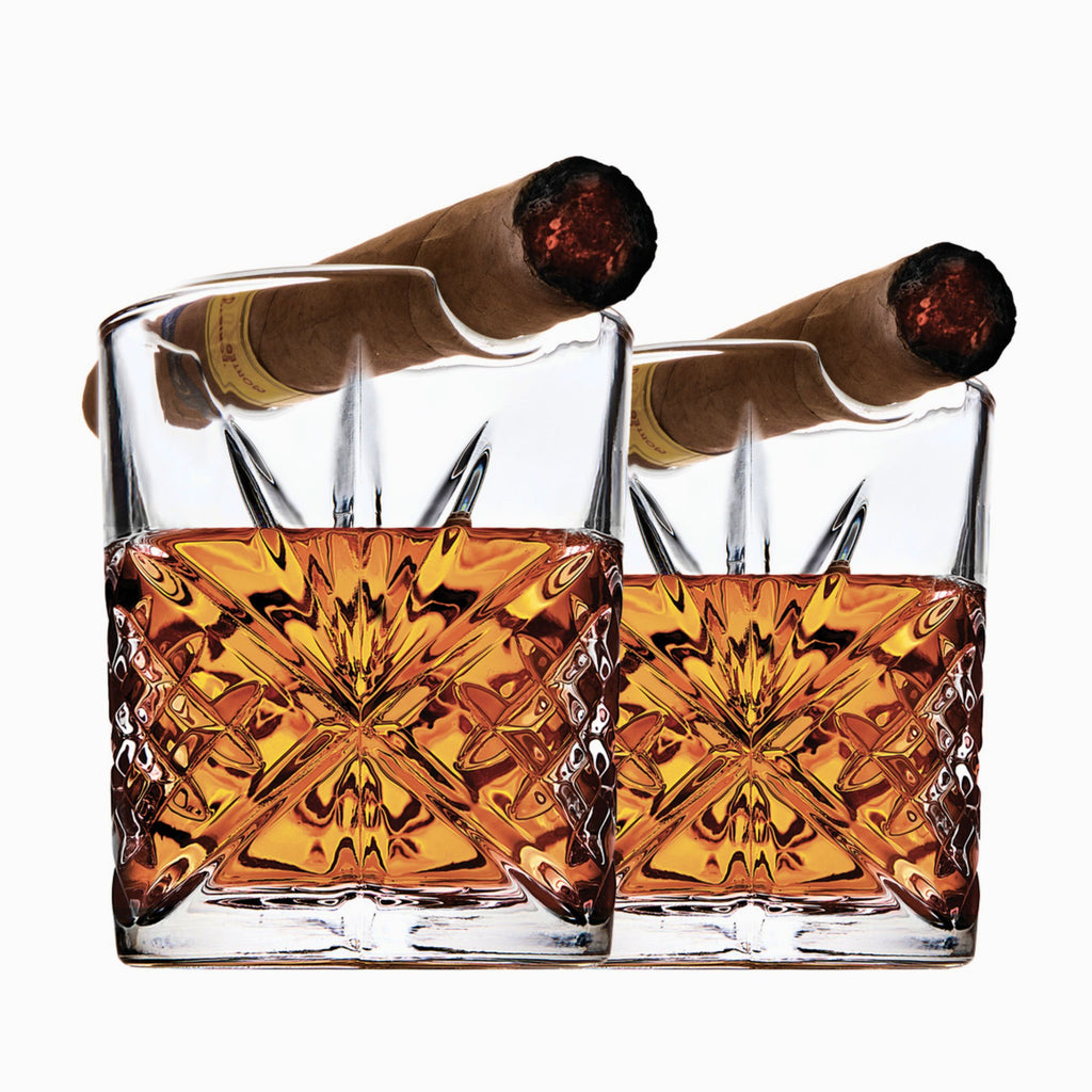 Dublin Crystal Cigar Double Old Fashion Set Godinger All Glassware, All Glassware & Barware, Cigar, Cigar Glass, Cut Crystal, DOF, DOF & Highball, Dublin, Dublin Crystal, Dublin Glassware