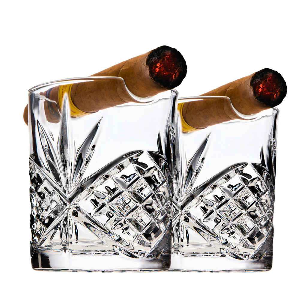 Dublin Crystal Cigar Double Old Fashion Set Godinger All Glassware, All Glassware & Barware, Cigar, Cigar Glass, Cut Crystal, DOF, DOF & Highball, Dublin, Dublin Crystal, Dublin Glassware