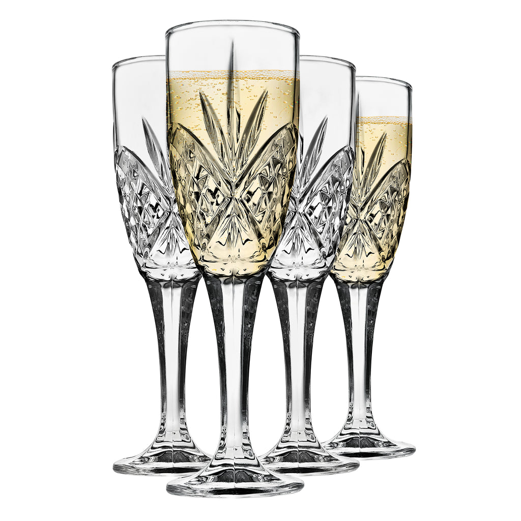 Dublin Crystal Flutes, Set of 4 Godinger All Glassware, All Glassware & Barware, Cut Crystal, Dublin Glassware, Wine & Champagne