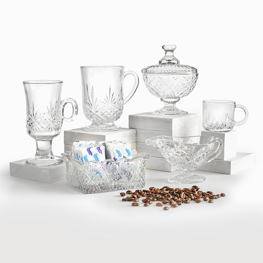 Dublin Crystal Footed Coffee Mug, Set of 4 Godinger All Dining, Coffee, Cut Crystal, Dining, Dublin, Dublin Dining, Mug, Mugs, Mugs & Teacups, Teacups Godinger