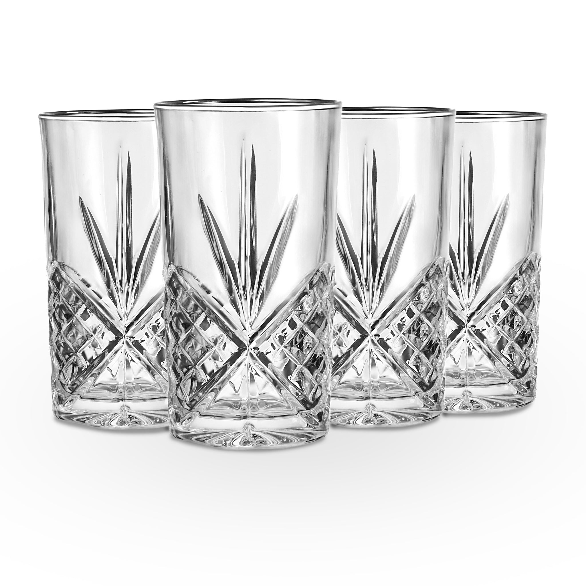 Dublin Crystal Platinum Rim Highball, Set of 4 – Godinger