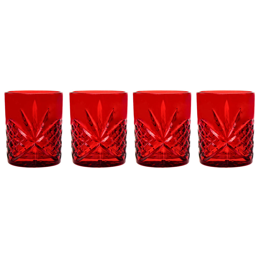 Dublin Crystal Red Double Old Fashion, Set of 4 Godinger All Glassware, All Glassware & Barware, DOF, DOF & Highball, Dublin, Dublin Crystal, Dublin Glassware