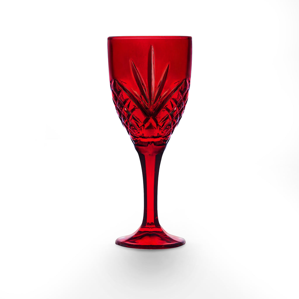 Dublin Crystal Red Goblet, Set of 4 Godinger All Barware, All Glassware, All Glassware & Barware, Cut Crystal, Dublin, Dublin Glassware, Goblet