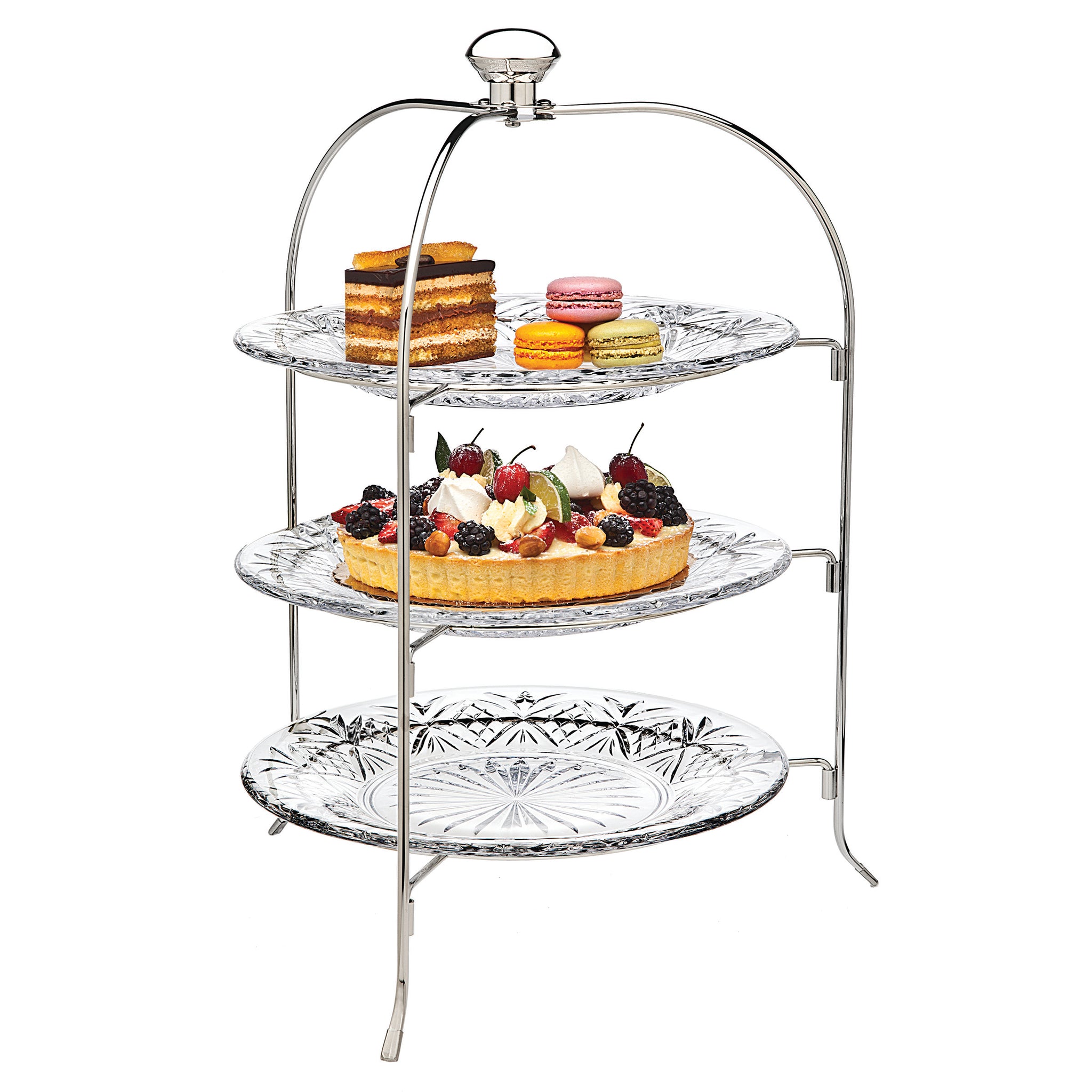 Dublin Crystal Round Three Tier Serving Stand – Godinger
