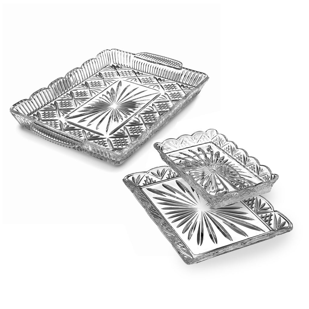 Dublin Crystal Scalloped Serving Tray Godinger All Kitchen, Clear, Cut Crystal, Dublin, Dublin Crystal, Dublin Kitchen, Kitchen, Serving, Serving Trays, Tray