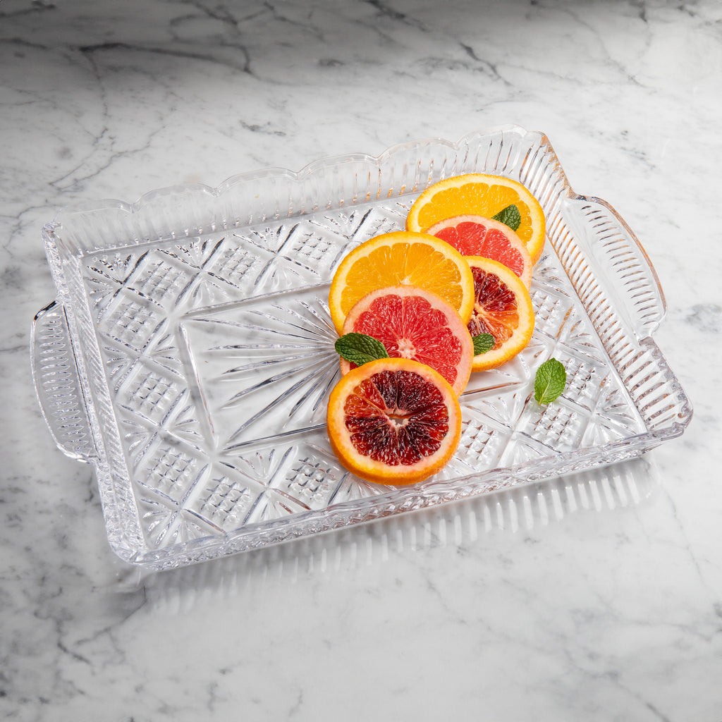 Dublin Crystal Scalloped Serving Tray Godinger All Kitchen, Clear, Cut Crystal, Dublin, Dublin Crystal, Dublin Kitchen, Kitchen, Serving, Serving Trays, Tray