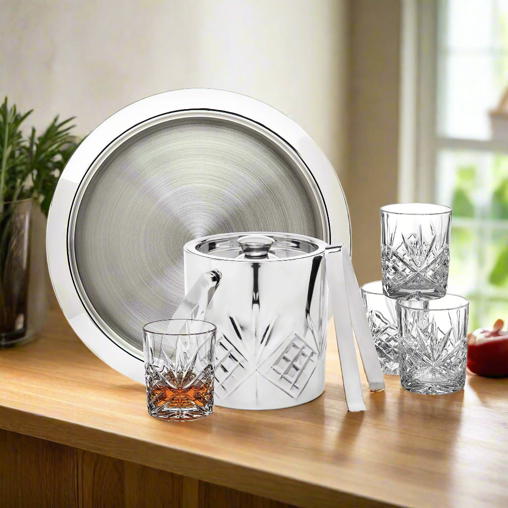 Dublin Crystal Stainless Steel 7 Piece Bar Set Godinger All Barware, All Glassware, All Glassware & Barware, Barware Tools, Cut Crystal, Dublin Crystal, Dublin Glassware