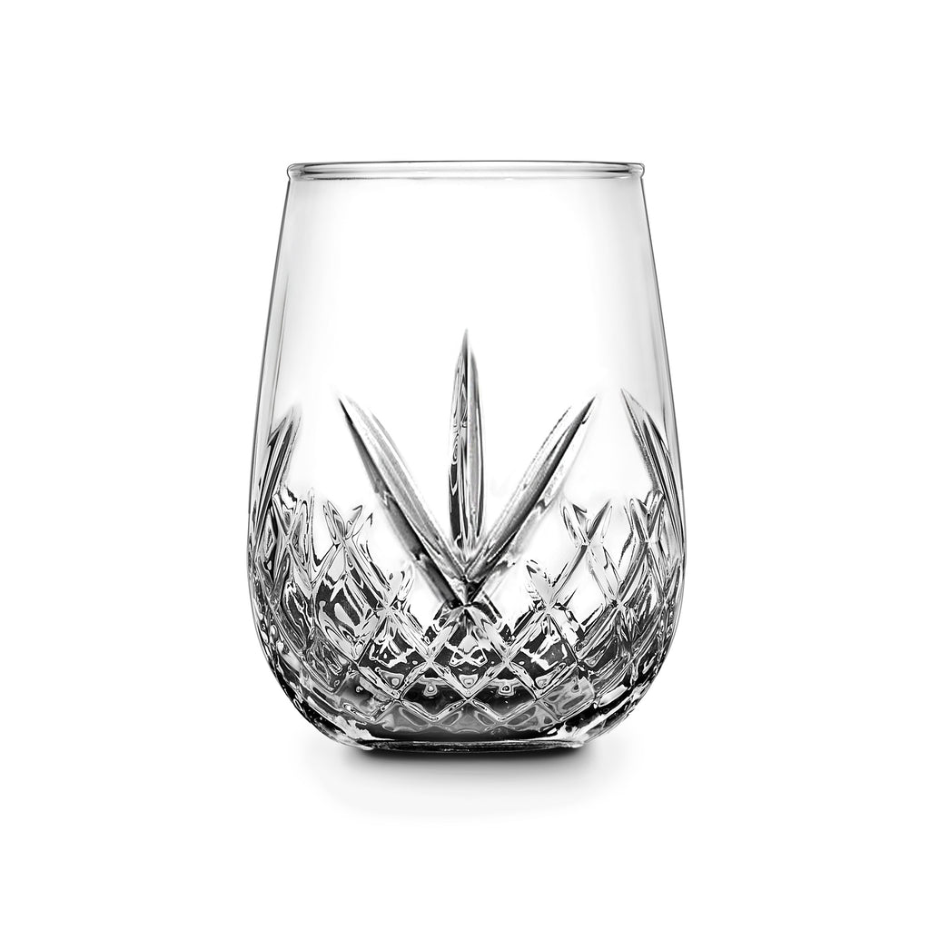 Dublin Crystal Stemless Wine, Set of 4 Godinger All Glassware, All Glassware & Barware, Clear, Cut Crystal, Dublin, Dublin Crystal, Dublin Glassware, Glassware & Barware, Stemless, Stemless Wine, Wine & Champagne