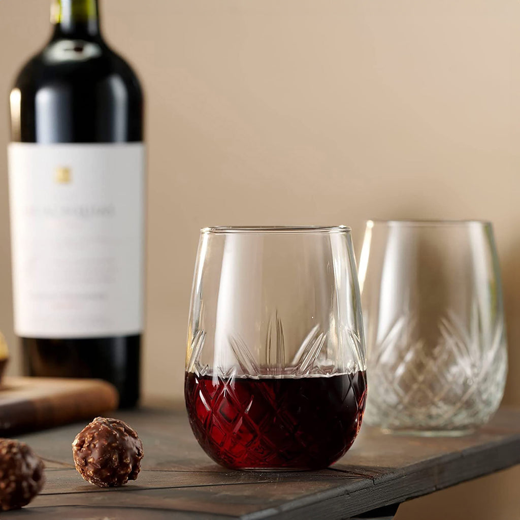 Dublin Crystal Stemless Wine, Set of 4 Godinger All Glassware, All Glassware & Barware, Clear, Cut Crystal, Dublin, Dublin Crystal, Dublin Glassware, Glassware & Barware, Stemless, Stemless Wine, Wine & Champagne