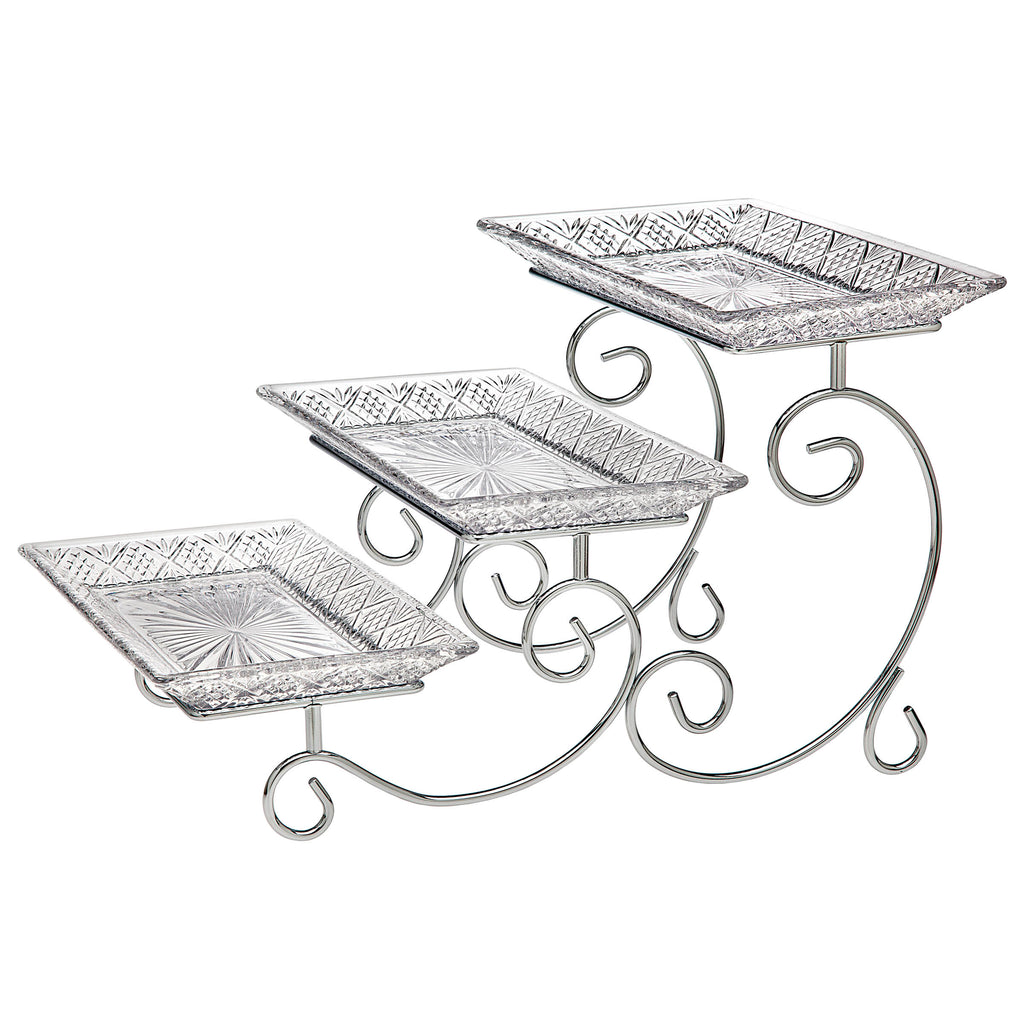 Dublin Crystal Three Tier Serving Stand Godinger All Kitchen, Cut Crystal, Dublin, Dublin Kitchen, Entertaining, Serveware, Serving, Serving Platter, Specialty, Specialty Serving, Stand, Tiered