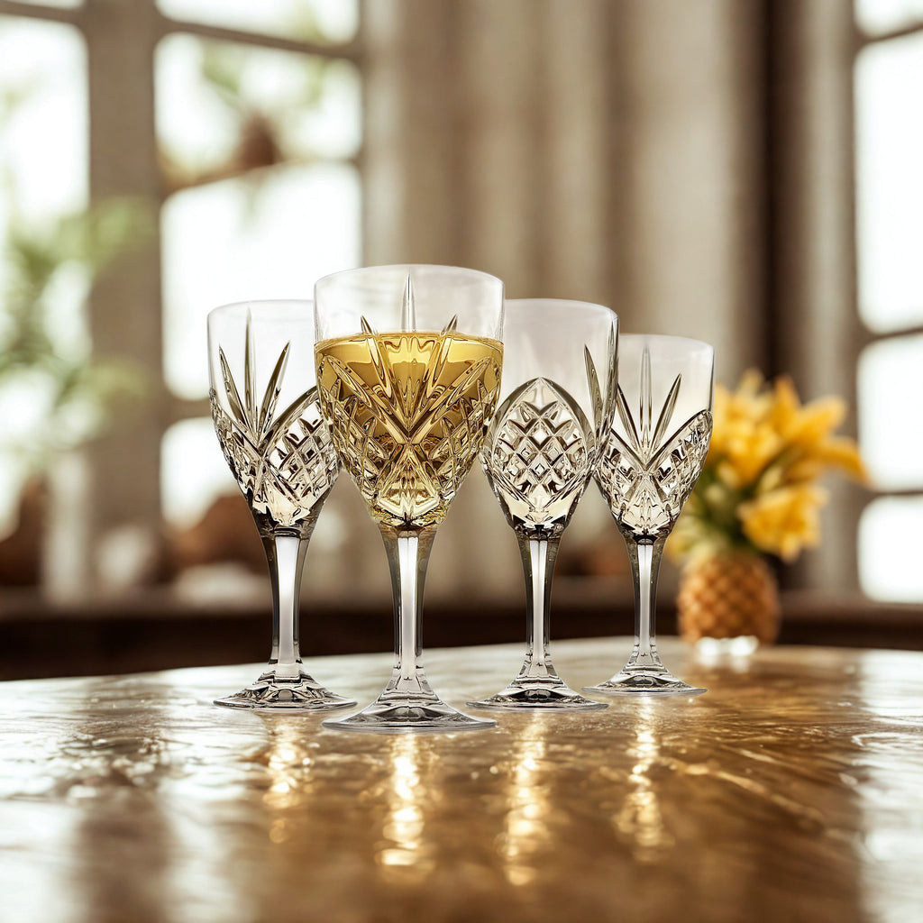 Dublin Crystal White Wine, Set of 4 Godinger All Glassware, All Glassware & Barware, Cut Crystal, Glassware & Barware, Wine, Wine & Champagne