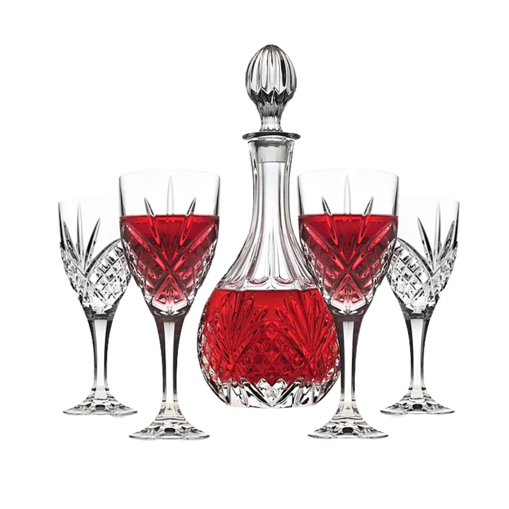 Dublin Crystal Wine Decanter 5 Piece Set Godinger All Glassware, All Glassware & Barware, Clear, Cut Crystal, Decanter, Decanter & Decanter Sets, Dublin, Dublin Glassware, Wine, Wine & Champagne