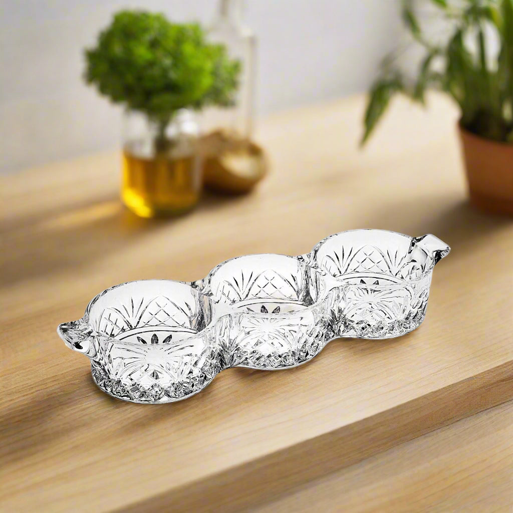 Dublin Triple Bottle Coaster Godinger All Glassware, All Glassware & Barware, Clear, Coasters, Crystal, Cut Crystal, Dublin, Dublin Crystal, Dublin Kitchen, Serving Trays