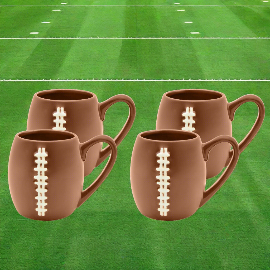 Godinger League Football Mug, Set of 4 Godinger Football, Game Day, Godinger League, Mug, Mug Set, Porcelain, Sports, Tailgating