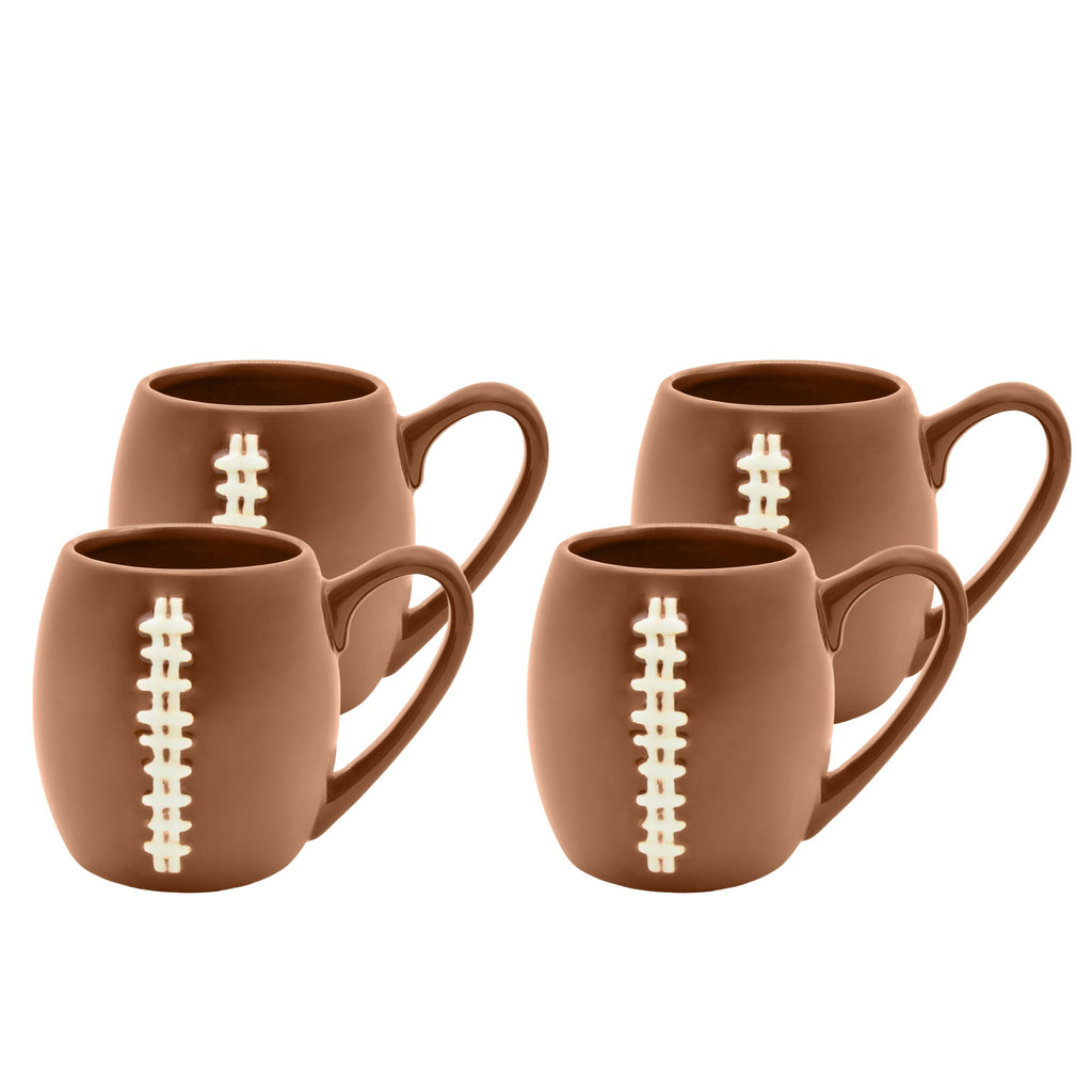 Godinger League Football Mug, Set of 4 Godinger Football, Game Day, Godinger League, Mug, Mug Set, Porcelain, Sports, Tailgating