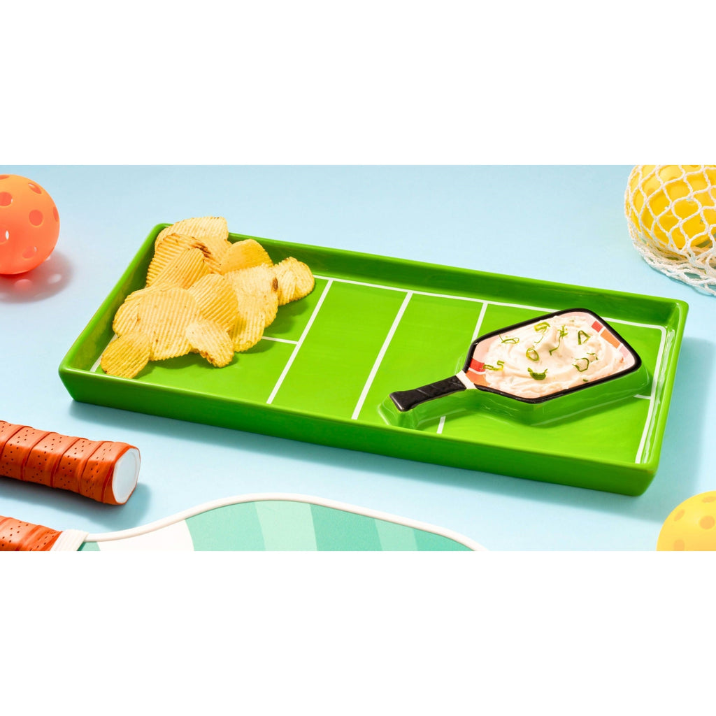 Godinger League Pickle Ball Court Chip & Dip Godinger Chip & Dip, Game Day, Godinger League, Pickle Ball, Pickle Ball Court, Pickle Ball Paddle, Porcelain, Sports, Tailgating