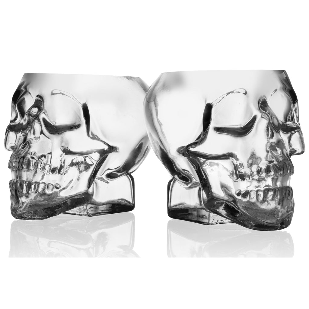 Grinning Skull Double Old Fashion Glass, Set of 2 Godinger All Barware, All Glassware, All Glassware & Barware, Clear, DOF, Double Old Fashion, Drinkware, Glassware, Halloween, Halloween Party, Skull, Skull Glassware, Whiskey Glass