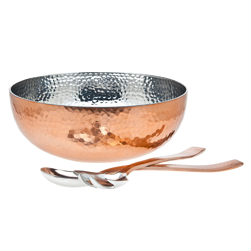 Hammered Copper Salad Bowl with Salad Servers Godinger Copper, Hammered, Salad Bowl, Serving, Serving Bowl, Serving Bowls, Stainless, Stainless Steel