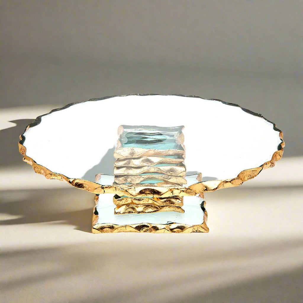 Harper Gold Edge Small Footed Cake Stand Godinger All Kitchen, Cake, Cake Stands, Clear, Gold Edge, Kitchen, Stands