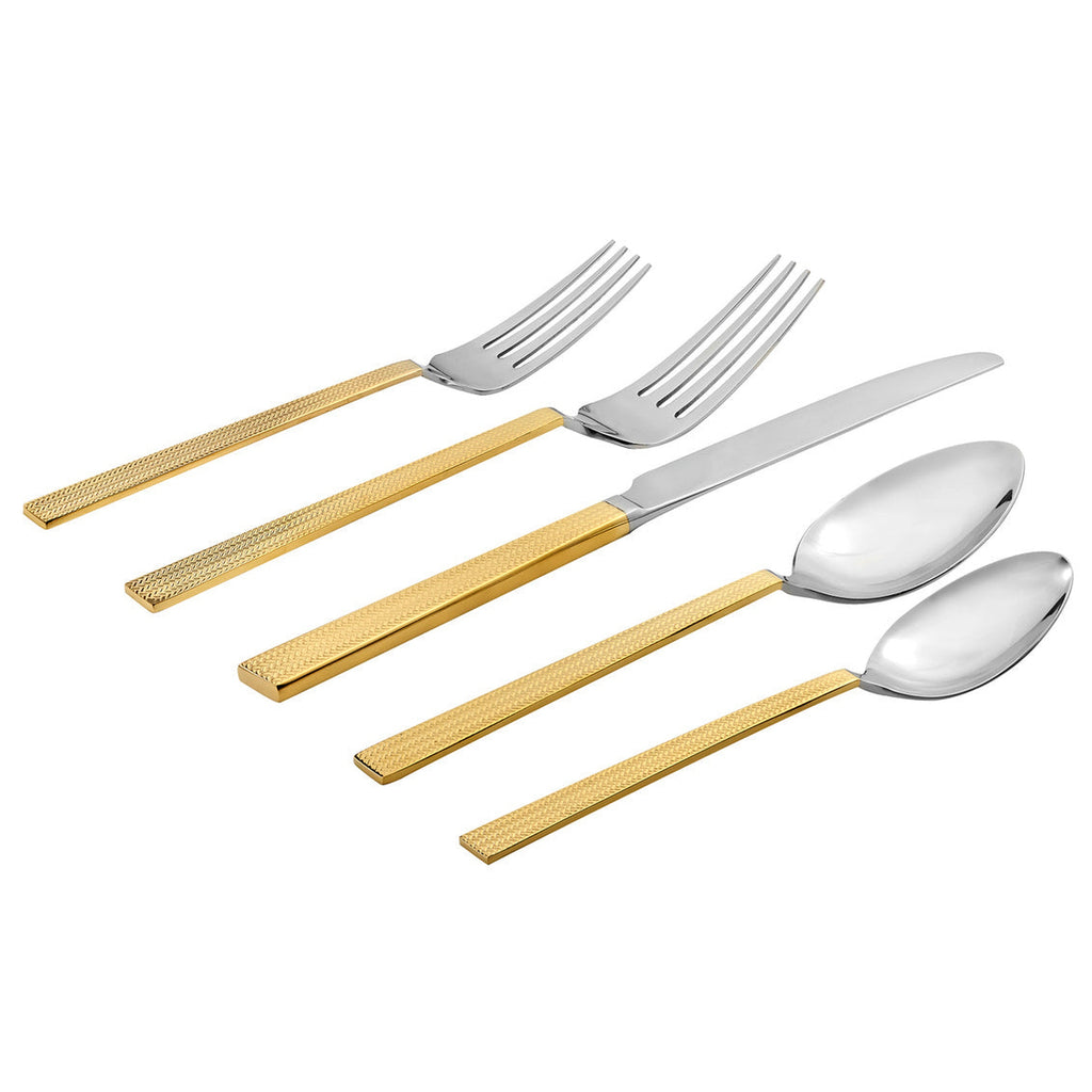 Harrington 18/10 Gold 20 Piece Flatware Set, Service For 4 Godinger 18/0 Stainless Steel, 18/0 Stainless Steel Flatware, 18/10 Stainless Steel Flatware, 20 Piece Set, All Flatware & Serveware, Flatware Set, Flatware Sets, Gold, Gold Accent, Harrington, Service For 4, Stainless, Stainless Steel, Tableware