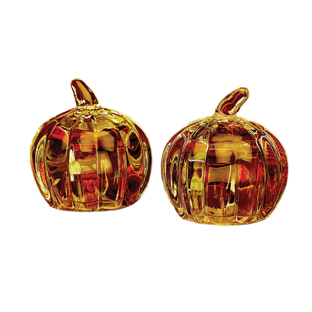 Harvest Amber Pumpkin Salt & Pepper Shaker Set Godinger All Kitchen, Amber, Clear, Crystal, Fall, Harvest, Kitchen, Pumpkin, Salt & Pepper, Thanksgiving