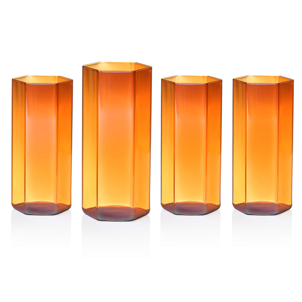 Helix Amber Highball, Set of 4 Godinger All Glassware, All Glassware & Barware, Amber, Borosilicate, DOF & Highball, Helix, Highball