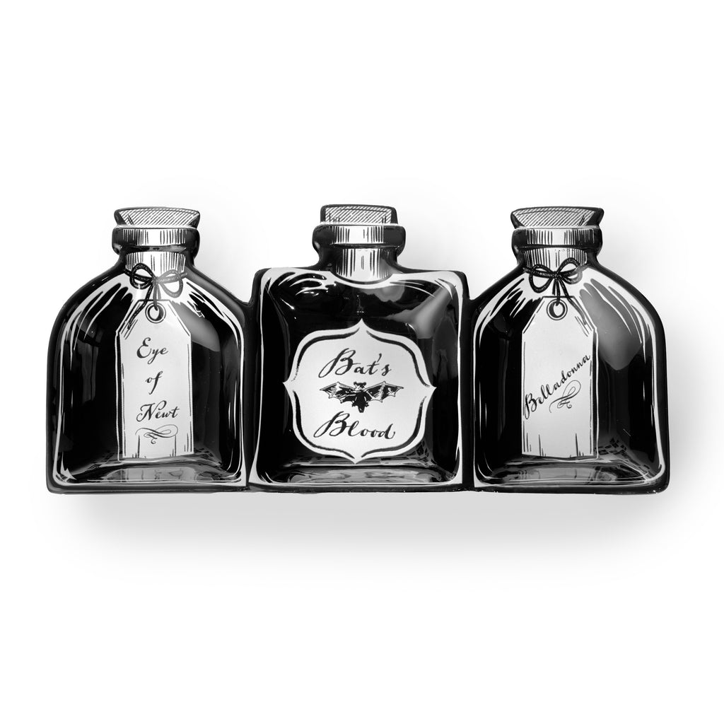 Hex & Potion Bottles Platter Godinger Black, Black Porcelain, Halloween, Halloween Party, Platter, Porcelain, Serving, Serving Platter, Serving Platters Godinger