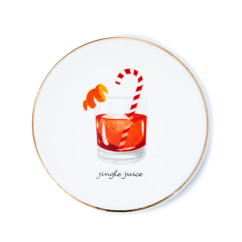 Holiday Cheers Gold Rim Coaster Set Godinger Godinger