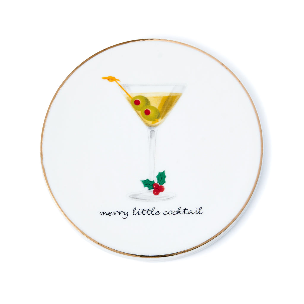 Holiday Cheers Gold Rim Coaster Set Godinger Godinger