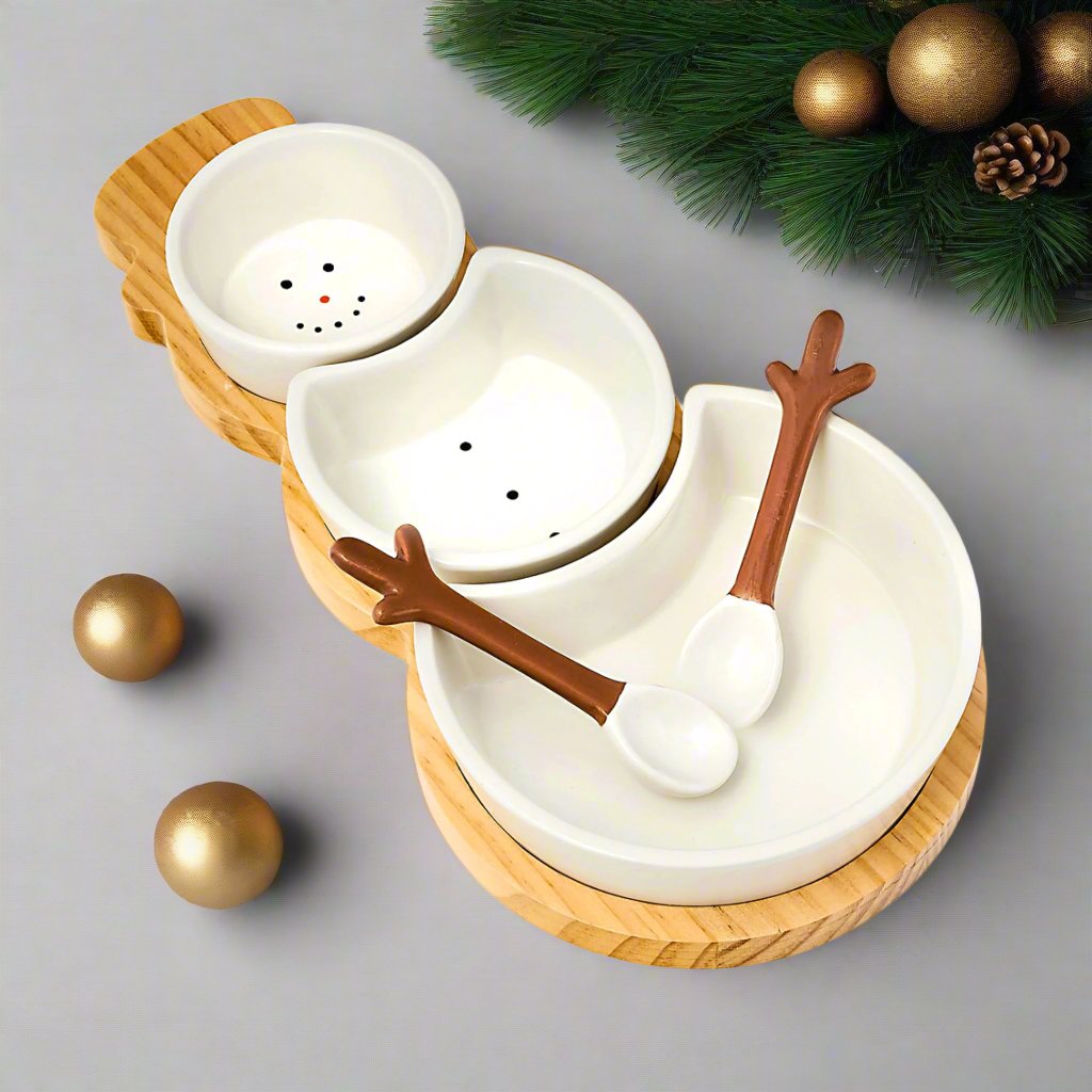 Holiday Snowman Appetizer Server Godinger All Kitchen, Brown, Christmas, Holiday, Kitchen, Serving Trays, Snowman, Tray, Trays, White