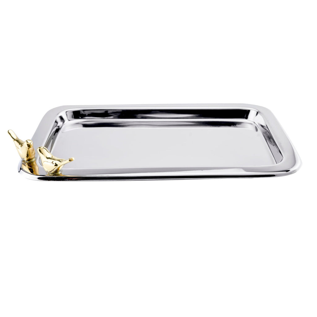 Host of Sparrows Serving Tray Godinger All Dining, All Kitchen, Gold, Gold Accent, Serveware, Serving, Stainless Steel, Tray, Trays