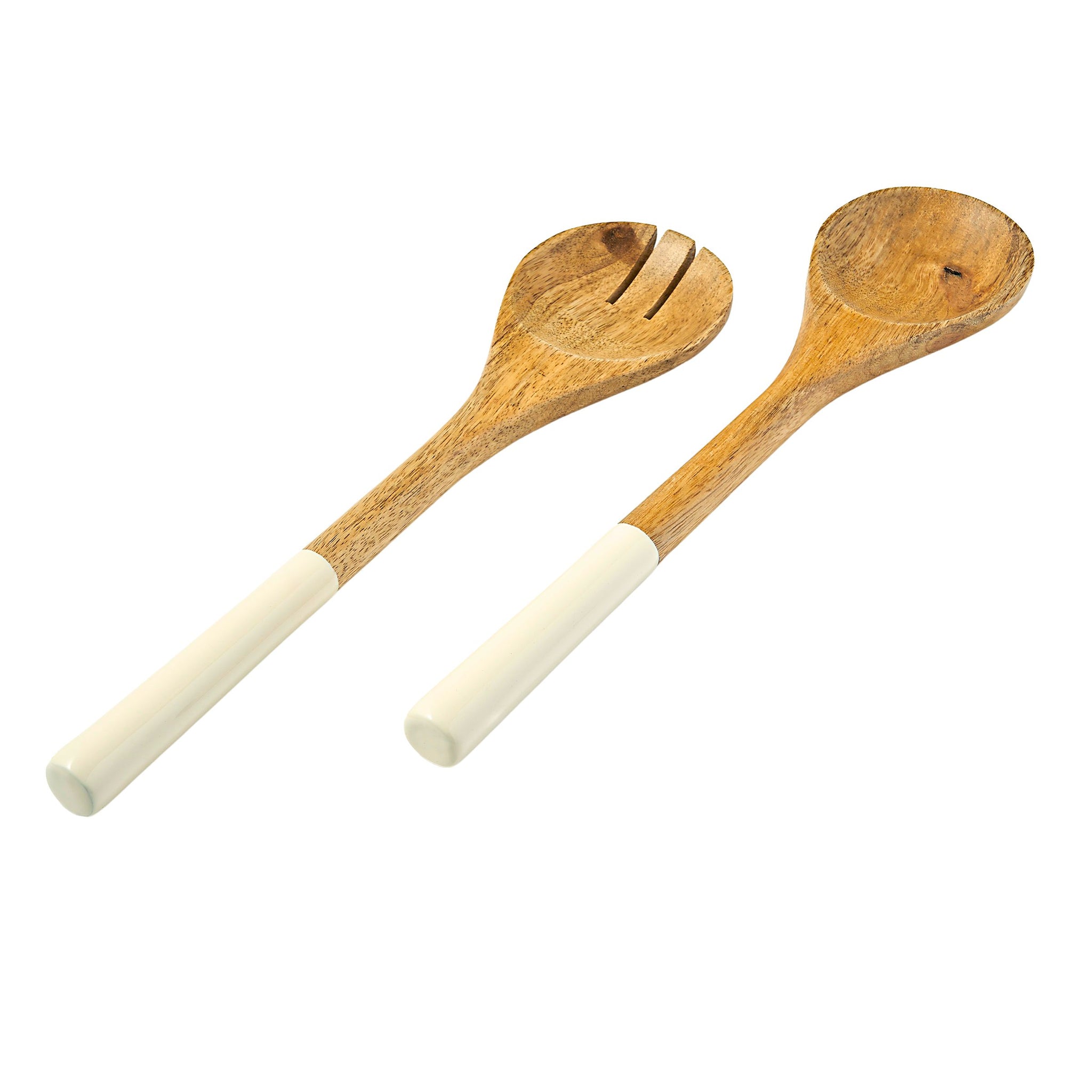Huck Wood & Enamel Salad Bowl with Servers – Godinger