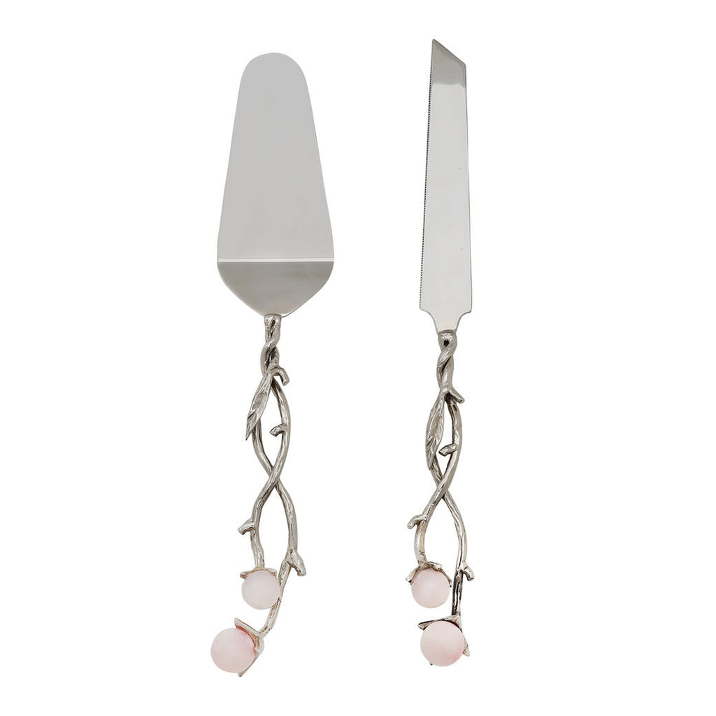 Hyaline Pink Cake Server Set Godinger All Flatware & Serveware, Cake Servers, Hyaline, Pink, Stainless, Stainless Steel