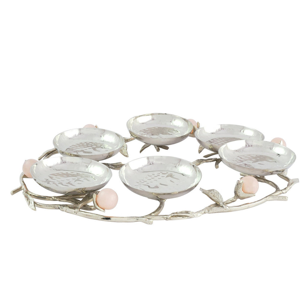 Hyaline Pink Seder Plate Godinger All Judaica, Hyaline, Judaica, Passover, Pink, Seder, Seder Plate, Seder Plates, Stainless Steel