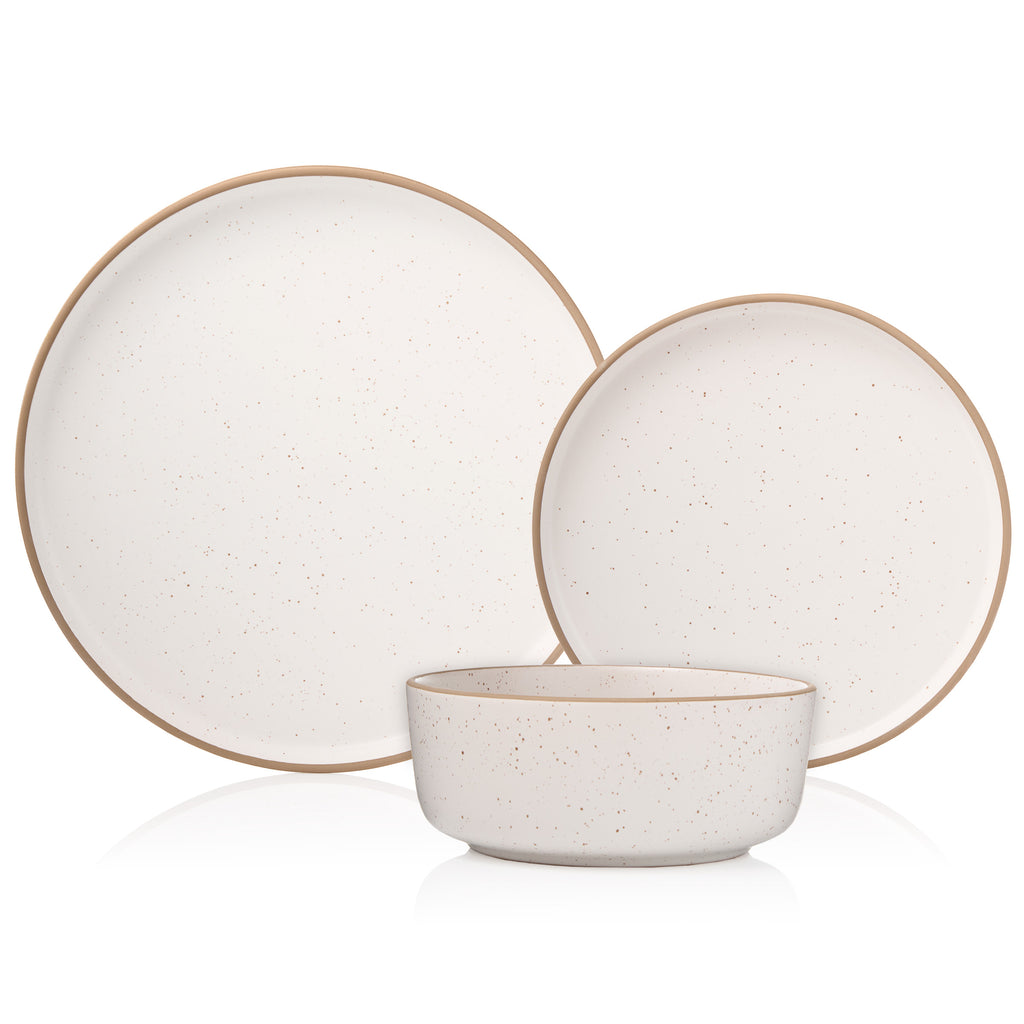 Inwood White Speckled Stoneware 12 Piece Dinnerware Set, Service for 4 Godinger 12 Piece Dinnerware Set, Dinnerware, Dinnerware Set, Everyday Dinnerware, Inwood, Stoneware, Stoneware Dinnerware, White, White Dinnerware Godinger