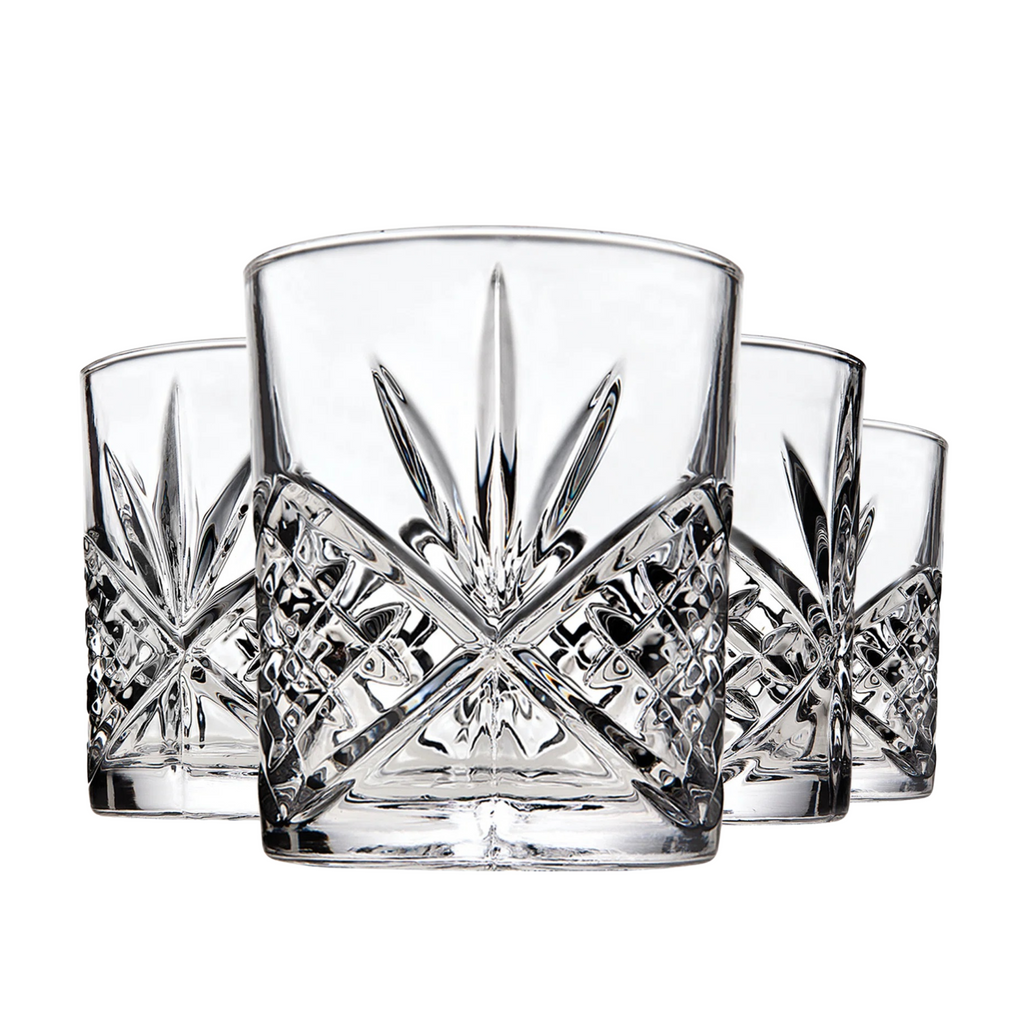 James Scott Double Old Fashion, Set of 4 Godinger All Glassware, All Glassware & Barware, Cut Crystal, DOF Godinger