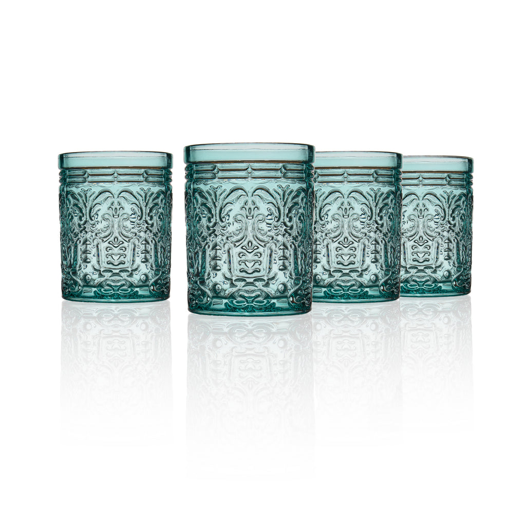 Jax Seafoam Double Old Fashion, Set of 4 Godinger All Glassware, All Glassware & Barware, DOF, DOF & Highball, Floral, Glassware, Glassware & Barware, Jax, Seafoam