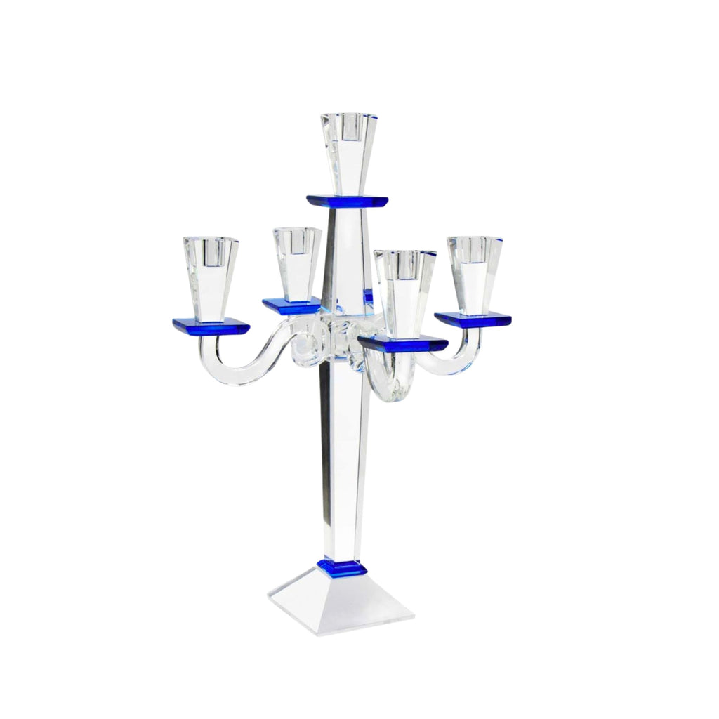 Jeru Blue 5 Light Candelabra Godinger All Decor, Blue, Candelabra, Candles & Candleholders, Clear, Decor, Jeru, Jeru 5 Light Candelabra, Tapered Candle Holder